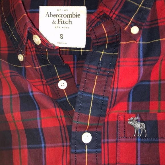 Red and Blue Plaid Abercrombie Button Shirt - Picture 2 of 2